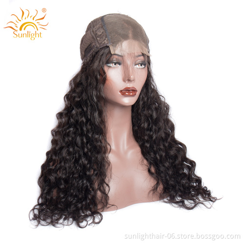 Sunlight 4x4 Closure Wig 150 Density real human hair Peruvian Water Wave Wig Glueless Remy Pre Plucked high quality Lace Wigs